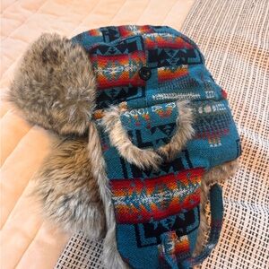 Pendleton Wool Trapper Hat with Faux Fur